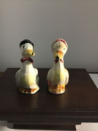 Vintage Duck Couple Salt And Pepper Shakers Japan Animals