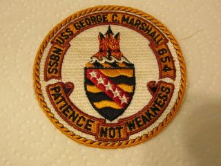 Vintage Us Navy Submarine Patch,  Uss George C.  Marshall,  Ssbn 654,  Cloth & Thread