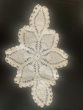 11” Pineapple Crochet Unique Doily Table Topper Vintage