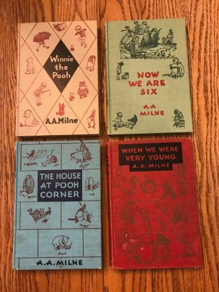 A.  A.  Milne,  Vintage Set Of 4 Winnie The Pooh Hardcover Books,  Now We Are Six