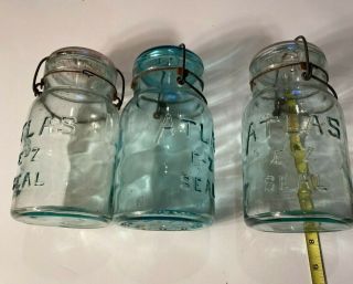 Vintage Atlas E - Z Seal Quart Mason Jars w/ lids - qty of 3 3