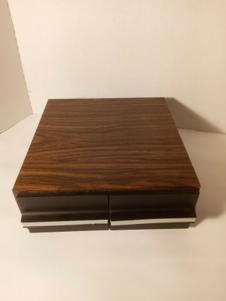 Vintage Kenmark Cassette Tape Holder Storage Cabinet Holds 24 Tapes Faux Wood