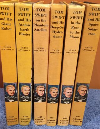 6 Good Set Of Tom Swift Jr.  Adventure Books - Hb 4 5 9 11 12 13 Yellow Hb Pc