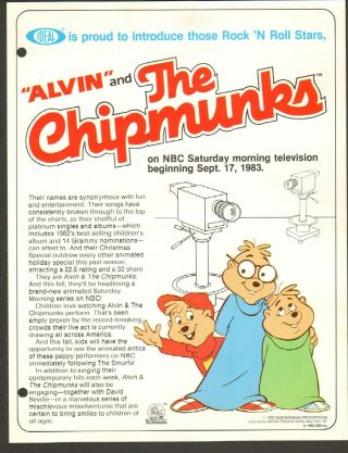 Ideal Is Proud To Introduce Alvin And The Chipmunks Promo Flyer 1983