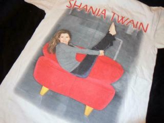 Shania Twain Vintage Medium Worn & Washed T - Shirt Of Shania On Red Sofa