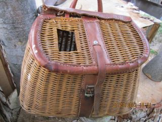 Vintage Wicker Fishing Creel Basket Made In British Hong Kong