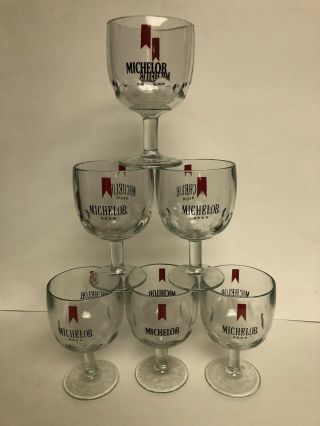 Set Of 6 Vintage Michelob Beer Glass/goblets 6 1/4 Inches