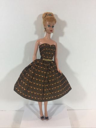 Vintage 1960s Barbie Evening Dress Strapless Black & Gold Unlabeled