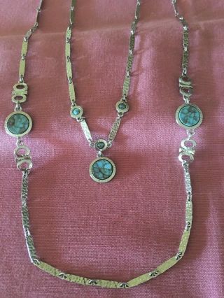 Vintage Sarah Coventry 2 Necklace Set " Silvery Moon " & " Blue Moon " 1970s