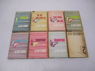 Set 8 Vtg 1950s - 60s Ian Fleming 007 James Bond Series Books Book Club Edition Hc