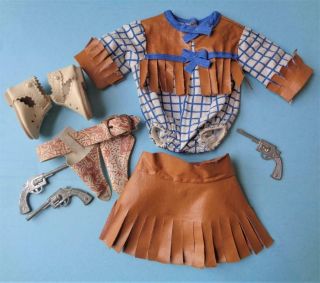 Vintage 1950s Cowgirl Cowboy Outfit For 10 " Littlest Angel Debbie Doll