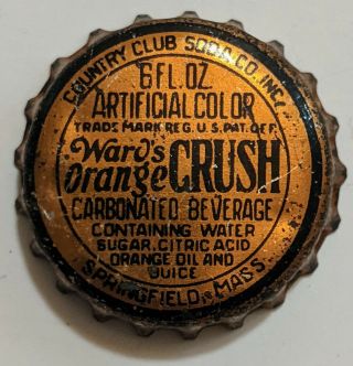 1930s Wards Orange Crush Bottle Cap Springfield Massachusetts Vintage