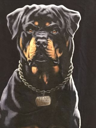 Vintage Black T Shirt Rottweiler Fear Is For Other Sz S Euc