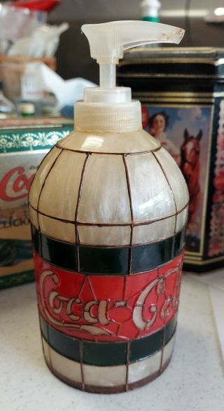 Coca - Cola Vintage Hand Soap Lotion Dispenser Pump Stained Glass Style