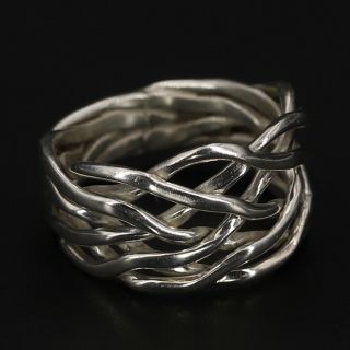 Vtg Sterling Silver - Freeform Abstract Woven Crossover Ring Size 8 - 7.  5g