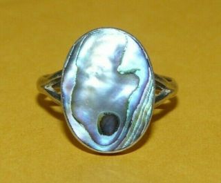 Vtg Old Pawn Native Navajo Southwestern Sterling Silver W/ Abalone Ring Size 8