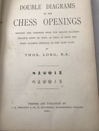 Double Diagrams In The Chess Openings By Thomas Long 1894