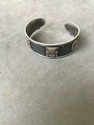 Vintage Peru.  925 Sterling Silver 18k Small Cuff Bracelet