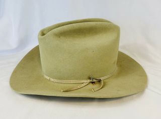 Vintage Stetson 3x Beaver Xxx Western Hat Jbs Band Taupe Tan Cowboy Hat 6 7/8