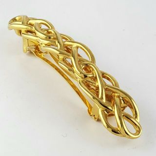 Vintage Gold Tone Made In France Woven Intertwined Metal Hair Barrette Clip