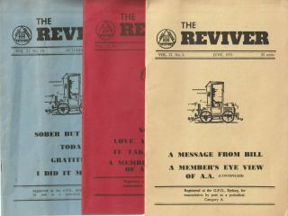 3 " The Reviver " Magazines,  Australian Grapevines Of Alcoholics Anonymous 1972