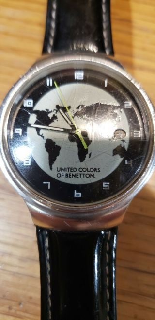 Vintage United Colors Of Benetton Camel World Map Timex Watch Black/silver Run