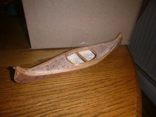 Vintage Handmade Native American Indian Birch Bark Canoe With Seat 12 Inches