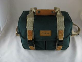 Vintage Canon Camera Bag Green Pockets Shoulder Strap