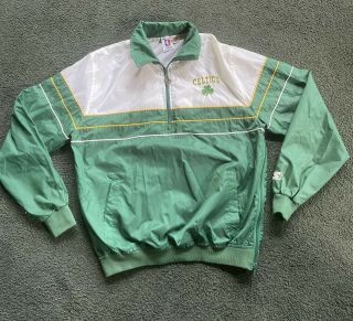 Vintage Boston Celtics Nba Starters Jacket Warm Up Lightweight 100 Nylon - Medium