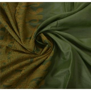 Tcw Vintage Sarees 100 Pure Silk Woven Green Fabric Craft 5 Yard Sari 3