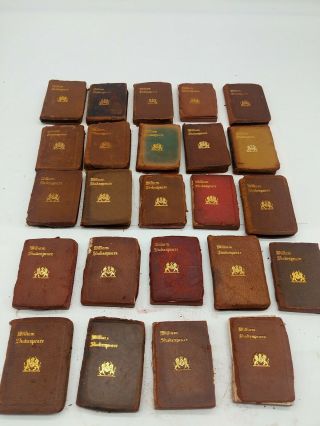 Antique Knickerbocker Shakespeare Mini Books Leather - Bound 24 Volumes