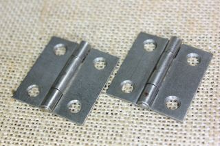 2 Old Cabinet Door Hinges Small Box Vintage Steel 1 1/2 X 1 3/8” Usa Made