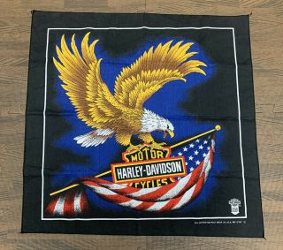 Vintage Harley Davidson Bandana Eagle American Flag Made In Usa