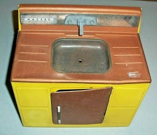 Vintage Retro Yellow Nassau Metal Tin Kitchen Sink Play Toy