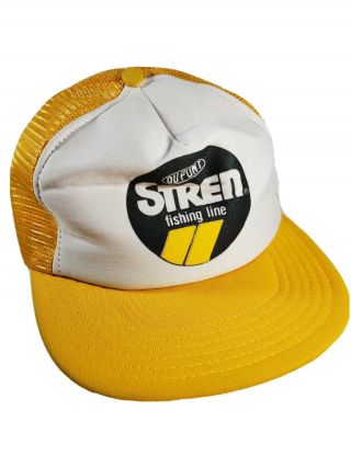 Vintage Stren Yellow Fishing Line Truckers Hat Usa Snapback Mesh Dupont