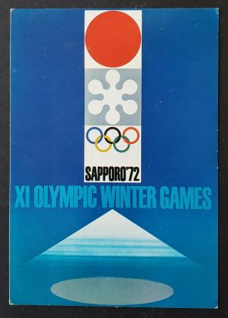 1972 Sapporo Xi Winter Olympic Games First Day Cover Postcard - Hockey Stamp Vtg