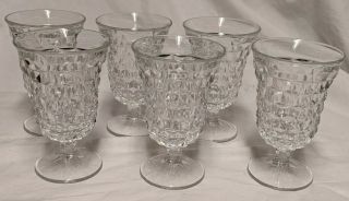 Set Of 6 Fostoria Crystal American Pattern 5 1/2 " Footed Glass Goblets Water Tea