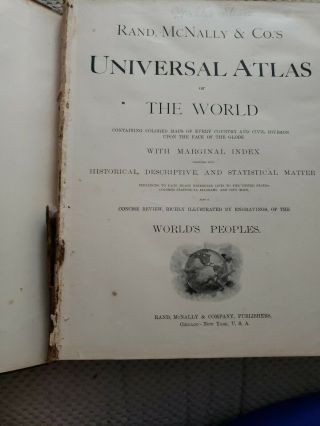 Rand McNally Universal Atlas of The World - Indexed Color Maps Statistics 1899 2