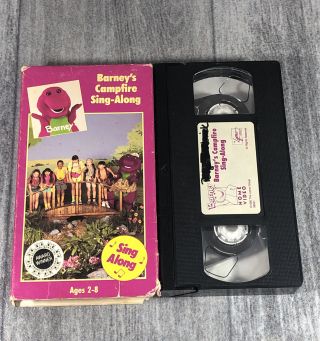 Barney Barneys Campfire Sing Along Vhs Tape Vintage 90s Purple Dinosaur
