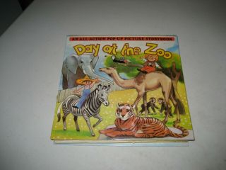 Vintage 1986day At The Zoo: All - Action Pop - Up Picture Storybook Czechoslovakia
