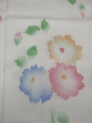 Vintage Mid Century Tablecloth Bridge Card Table Floral Pink Blue White 44” Squa