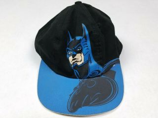 Vtg Batman Forever 1995 Fresh Caps Black Blue Snapback Dc Comics Hat Youth Size