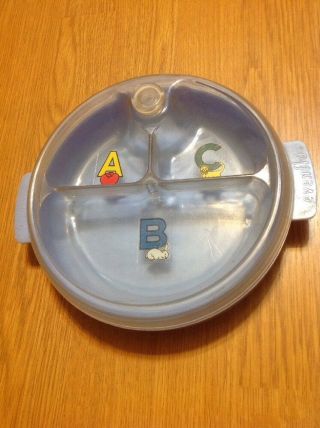 Vintage Evenflo 8 " Plastic Serving Dish Tray Plate With Abc 