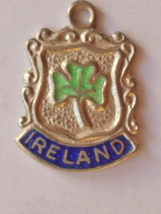 Ireland Vintage Sterling Silver Enamel Travel Shield Charm