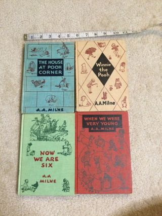 Rare 1950’s Vintage Set Of 4 Winnie The Pooh Books A.  A.  Milne Now We Are 6,