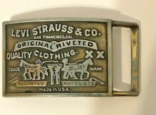 Vtg Levi Strauss & Co Riveted Quality Clothing Xx Metal Belt Buckle