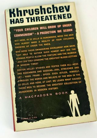 22 CELLS IN Nuremberg By Douglas M. Kelley M. D. - MacFadden 1961 Ed ...
