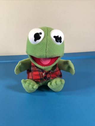Vintage 1987 Baby Kermit The Frog 7 " Plush Toy Plaid Vest Henson Muppet