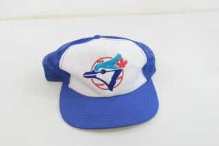 Vintage 80s 90s Toronto Blue Jays Mesh Trucker Snapback Hat Mlb Embroidered Blue