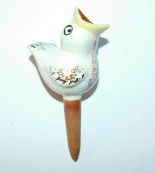 Vtg Ceramic Open Mouth Bird Watering Spike Whimsical Art